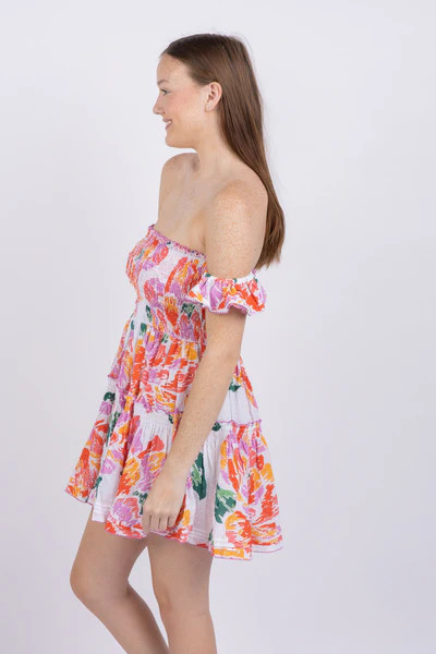 Poupette St Barth Mini Dress Aurora Ct Pm in Orange Macro Peony | CoatTails LLC