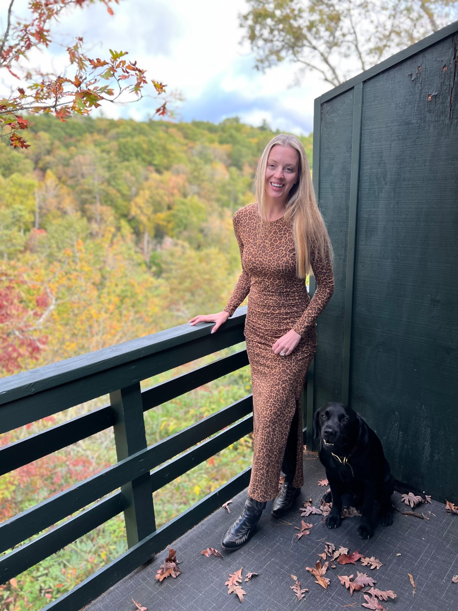 Had to dress up for dinner at Oak Steakhouse in Highlands. View is from our balcony at Skyline Lodge.

Dress is size small. This one sold out quickly, but have linked other leopard and dress options that are great for wedding guest dresses, or a night out to dinner  

#LTKSeasonal #LTKOver40 #LTKWedding