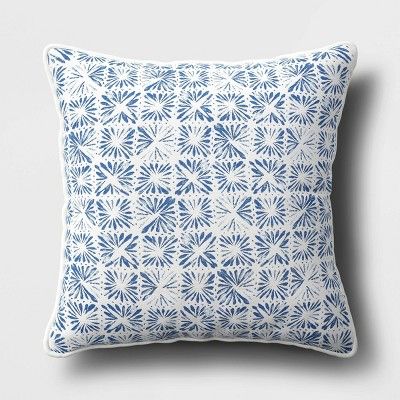 Printed Fireworks Square Throw Pillow Ivory/Blue - Threshold™ | Target