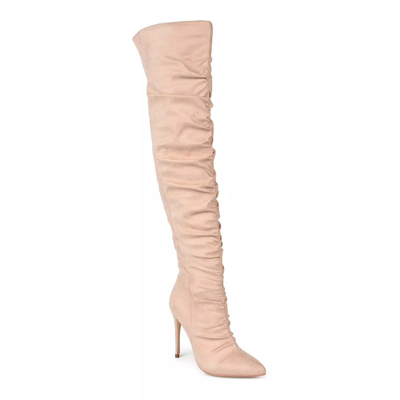 Journee Collection Fantasia Stiletto Heeled Over-the-Knee Boots, Women's, Size: 6 Wc, Lt Beige | Kohl's