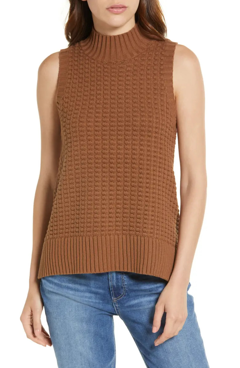 Mozart Popcorn Stitch Sleeveless Cotton Sweater | Nordstrom