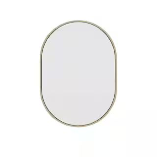 Glass Warehouse 20 in. W x 28 in. H Framed Oval Bathroom Vanity Mirror in Satin Brass MF-PL-28X20... | The Home Depot