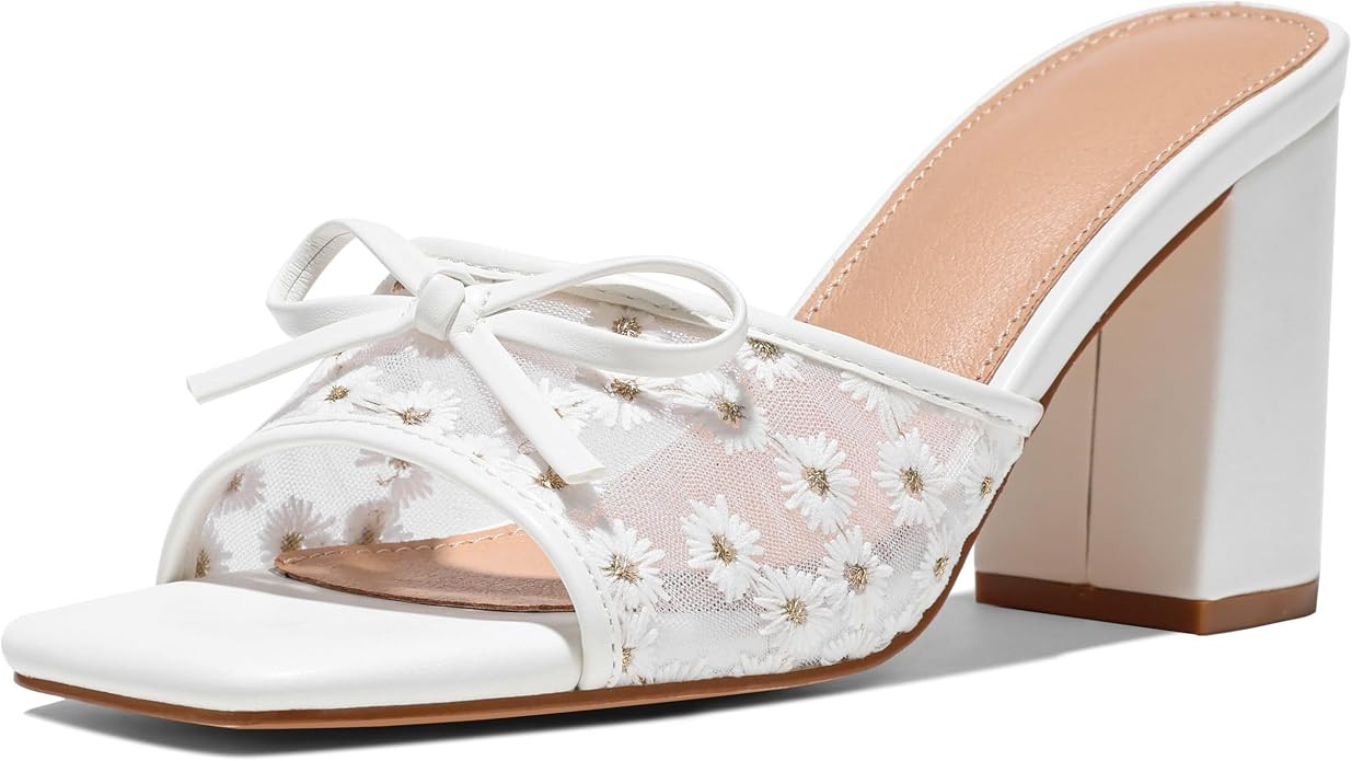 Erocalli Raffia Sandals Women Block Heels for Women Summer Heels - Beach, Chunky, Open Toe, Bow,W... | Amazon (US)