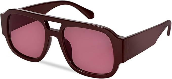 milramtob Oversized Square Aviator Sunglasses for Women Men Retro 70s Glasses Chunky Sun Shades C... | Amazon (US)