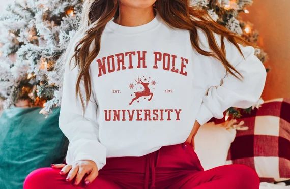 North Pole University Christmas Crewneck Holiday Sweatshirts | Etsy | Etsy (US)