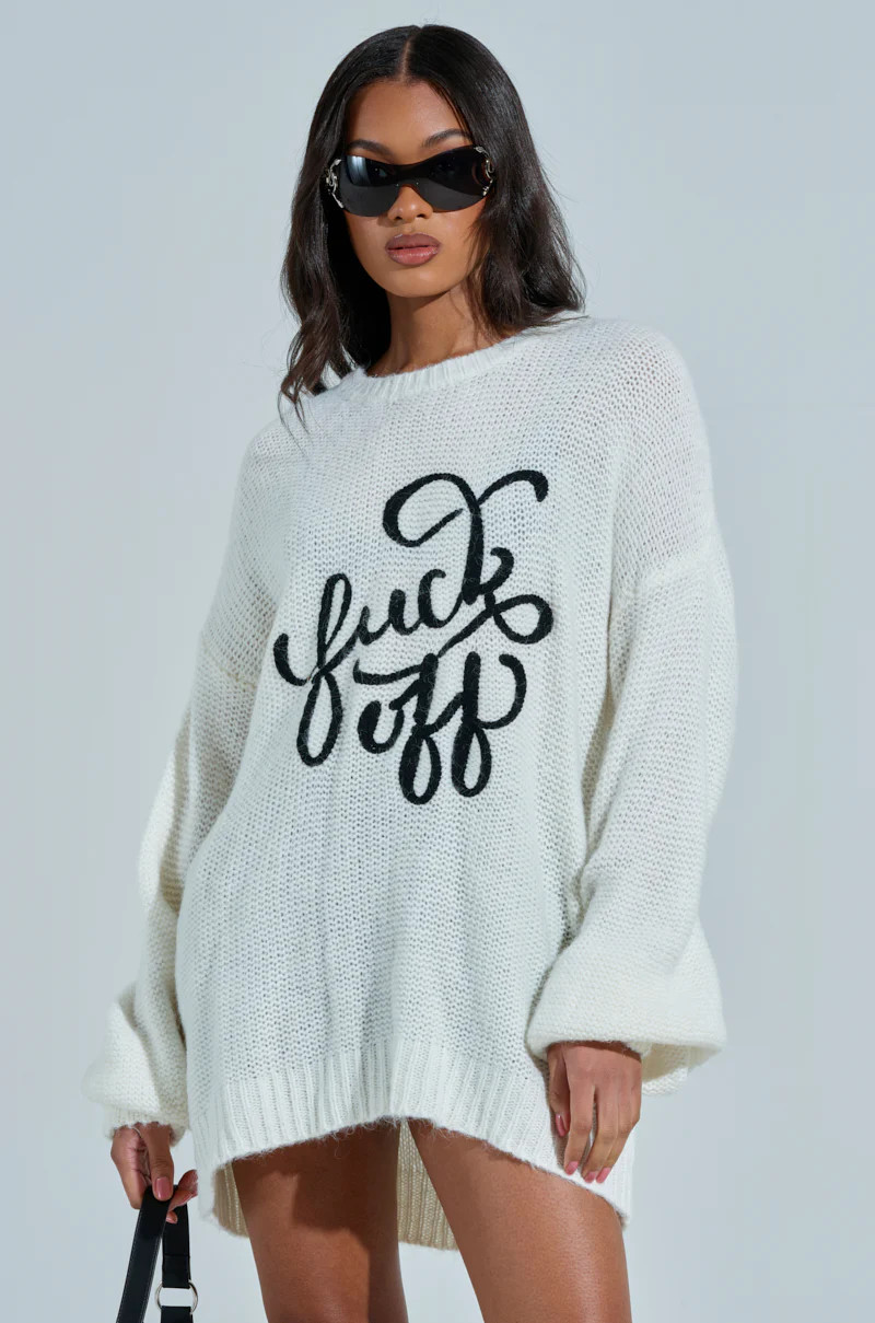 EFF OFF KNIT SWEATER DRESS | AKIRA