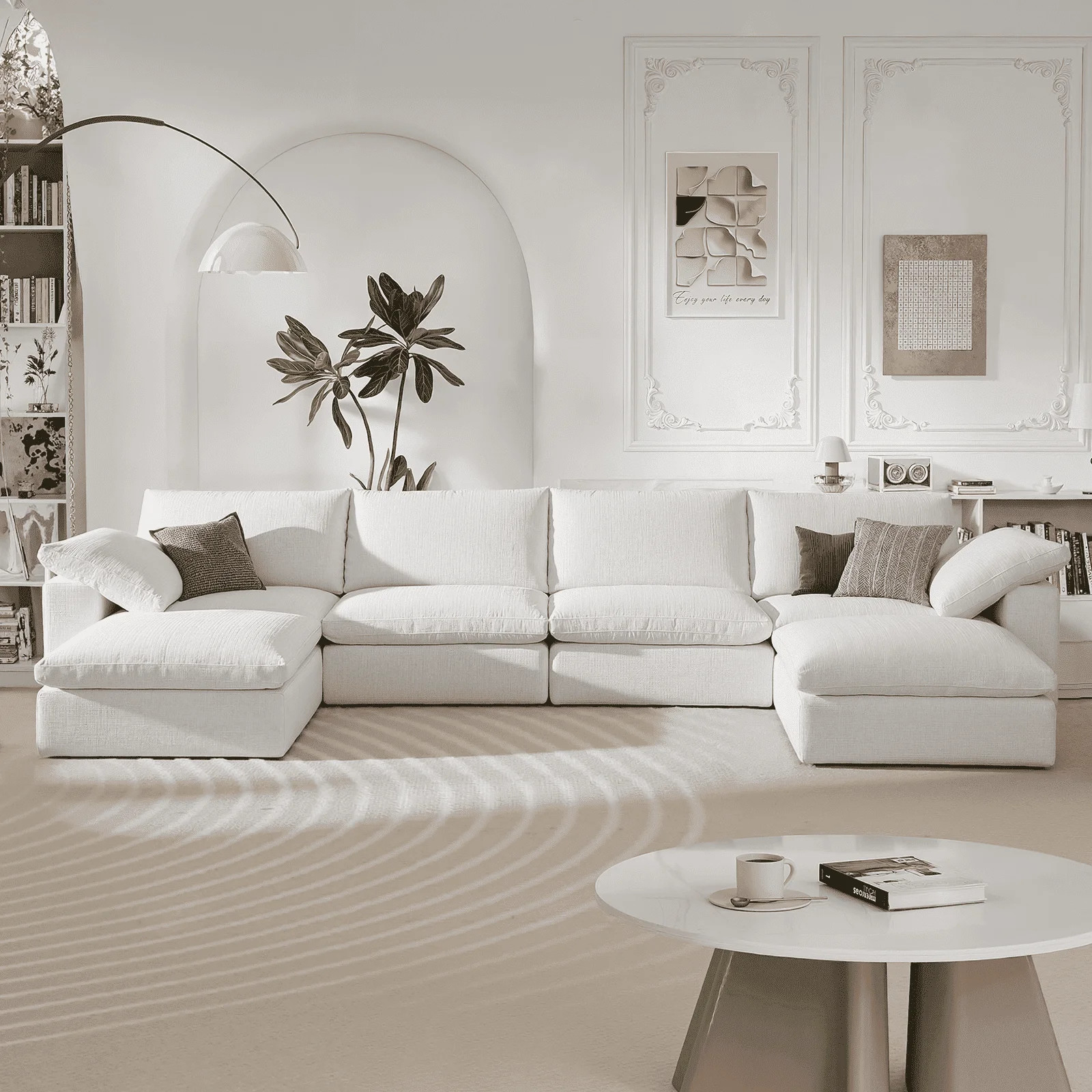 Vorthio 141.7" Cloud Couch Oversized Modular Sectional Sofa, 3 Seater with 2 Ottoman, Modern U Sh... | Walmart (US)