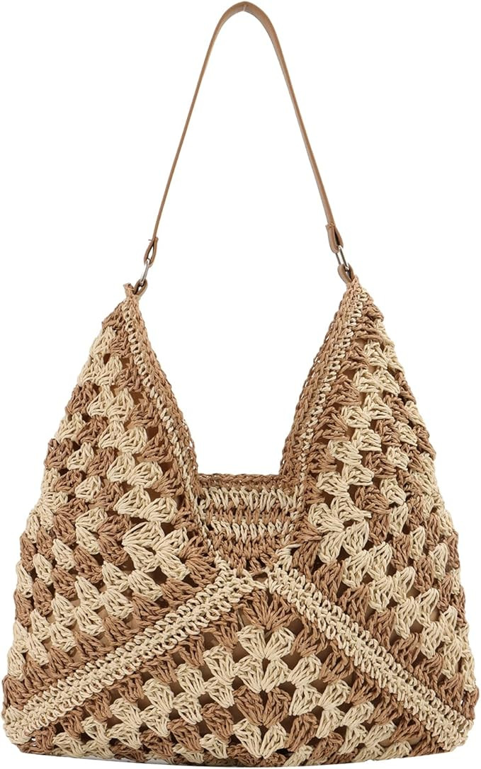 Straw Hobo Bags for Women Everything Tote Bag Woven Shoulder Bag Designer Beach Bag Summer Handba... | Amazon (US)