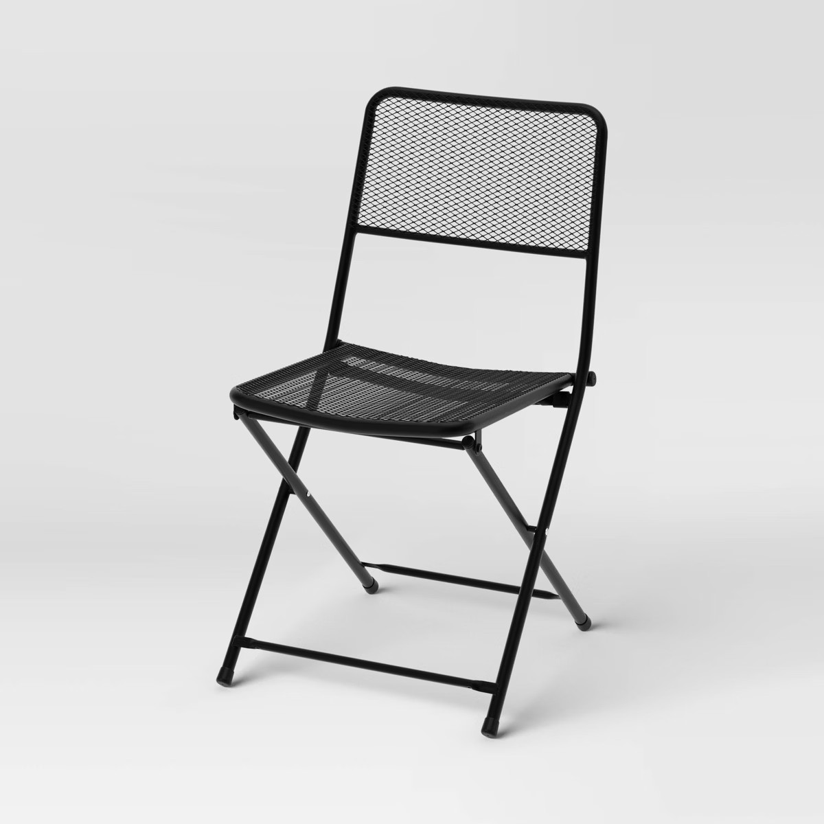 1pc Metal Mesh Outdoor Portable Patio Folding Chair Black - Room Essentials™ | Target