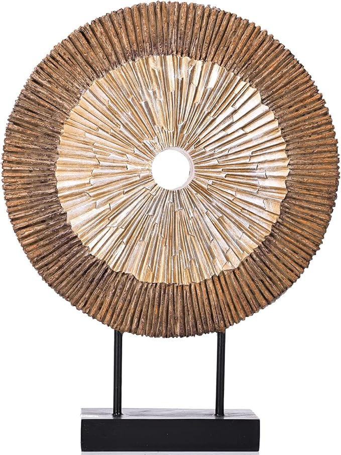 XMGZQ Wood Color Minimalist Round Statue Above Cabinet Decor Kitchen,Modern Decorative Sculpture ... | Amazon (US)