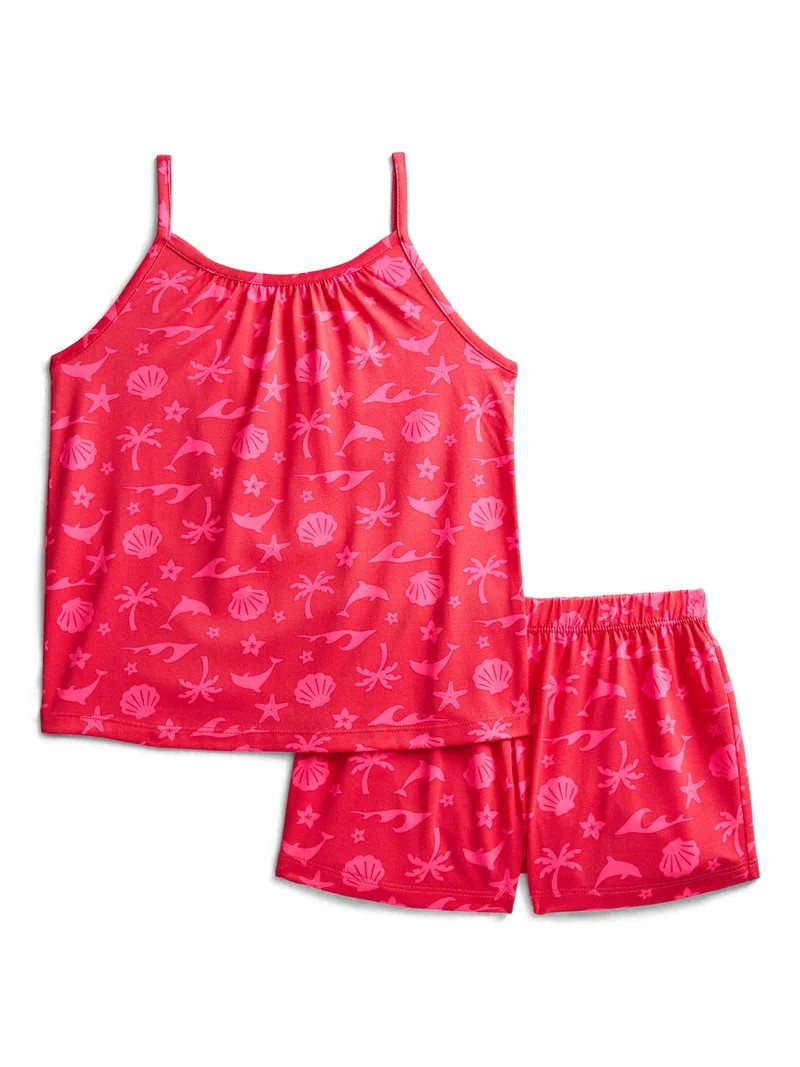 Wonder Nation Girls Tank Top and Shorts Pajama Set, 2-Piece, Sizes 4-18 | Walmart (US)