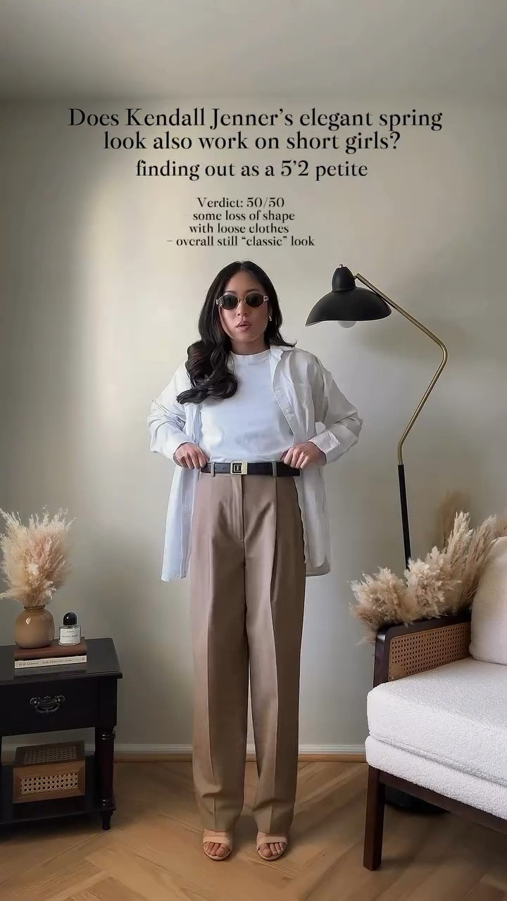 Is there an outfit Kendall Jenner doesn’t absolutely SLAY in? 🙈🤎 Nah I don’t think so, BUT do her outfits also work on us short girls? Now that’s the question I have today! We are trying Kendall’s laid-back, but elegant look to see if this seemingly effortless look holds up the same way on a 5’2 petite. Regardless of your height though, notice girls! Kendall elevates the look with chic thong sandals and a thin belt, I think the addition of the gold hardware gives the look an extra “wow” to polish off 🤭. What do you you think? Slay or nay?

If you want to see MORE celeb and Pinterest recreation outfits on a 5’2” shortie, I’m your gal @amandacapsulewardrobe  and would love to have you hear to solve the “is the fit a slay or is she just tall?” Question for good! 

🔗 Outfit specifics always linked in bio → LTK @amandacapsulewardrobe
⸻

#kendalljennerstyle #shortgirlstyle #pintereststyle #celebrityoutfits #pinterestoutfits recreating Pinterest outfits, recreating celebrity outfits, is it the outfit or is she just tall, Pinterest outfit inspiration, chic minimalist style, capsule closet inspiration, how to style a white button up, effortless looks, chic outfit ideas, Kendall Jenner street style, recreating model outfits, spring outfit ideas for short girls, short girl styles, petite styling, 5’2” height, is it the fit or is she just a model, quiet luxury outfits
