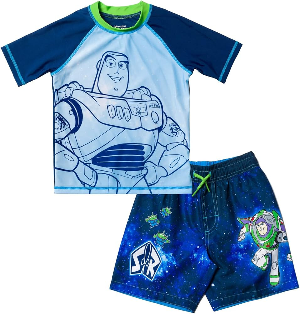 Disney Pixar Toy Story Alien Rex Slinky Dog Woody Baby Pullover Rash Guard and Swim Trunks Outfit... | Amazon (US)