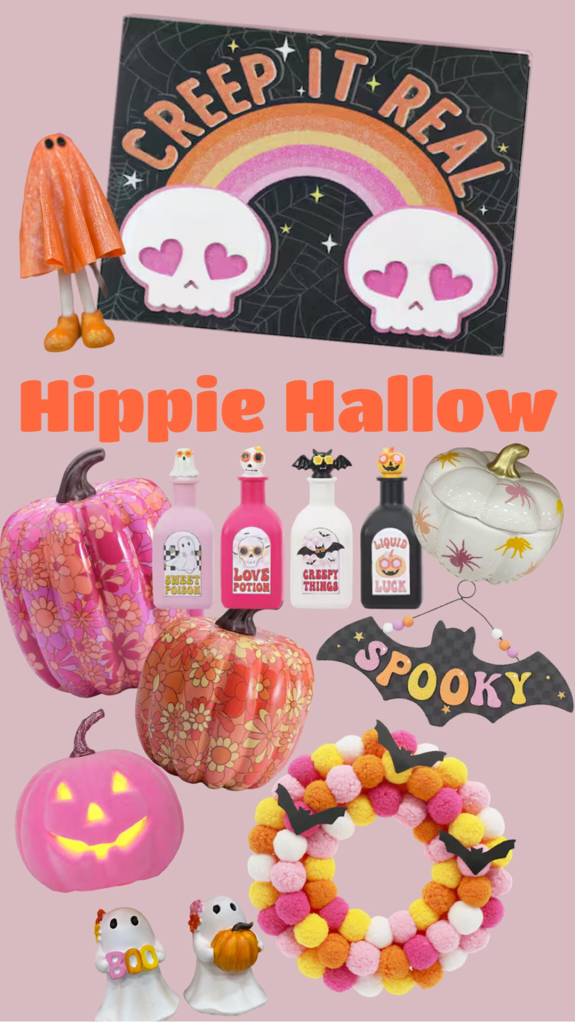 Hippie Hallow Collection 🌸 🎃
•
The cutest retro Halloween Decor!!
•
#Halloween #Halloweendecor #HippieHallow #HippieHalloween #Retropumpkins #spookysign #Halloweendoor #Halloweenwreath #Halloween2024 #Halloweenfinds


#LTKHome #LTKSeasonal #LTKStyleTip