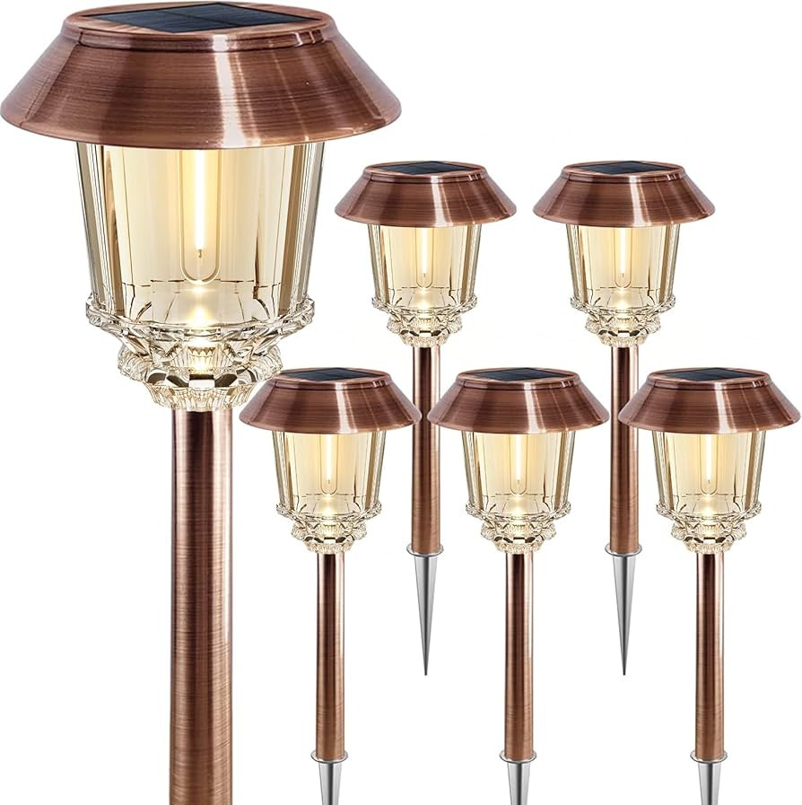 XMCOSY+ Solar Pathway Lights Outdoor - 6 Pack Solar Garden Lights, 10-40 LM Dimmable Solar Lights... | Amazon (US)