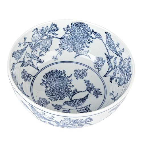 Creative Co-Op Aviary Garden Stoneware Bowl, Blue and White | Amazon (US)