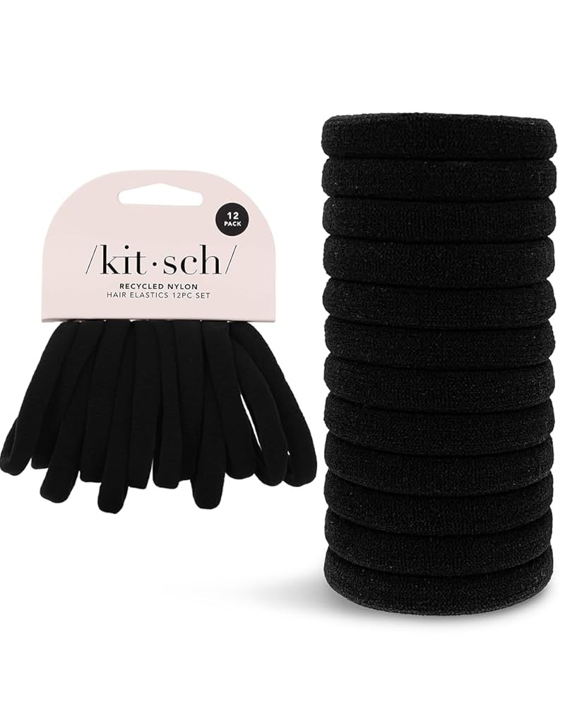 Kitsch Nylon Hair Ties No Damage - Stretchable Elastics for Strong All-Day Hold, Ponytail Holders... | Amazon (US)