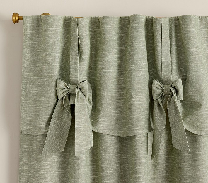 Evelyn Linen Blend Bow Valance Blackout Curtain | Pottery Barn Kids