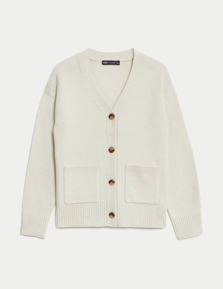 Recycled Blend V-Neck Button Front Cardigan | Marks & Spencer (UK)