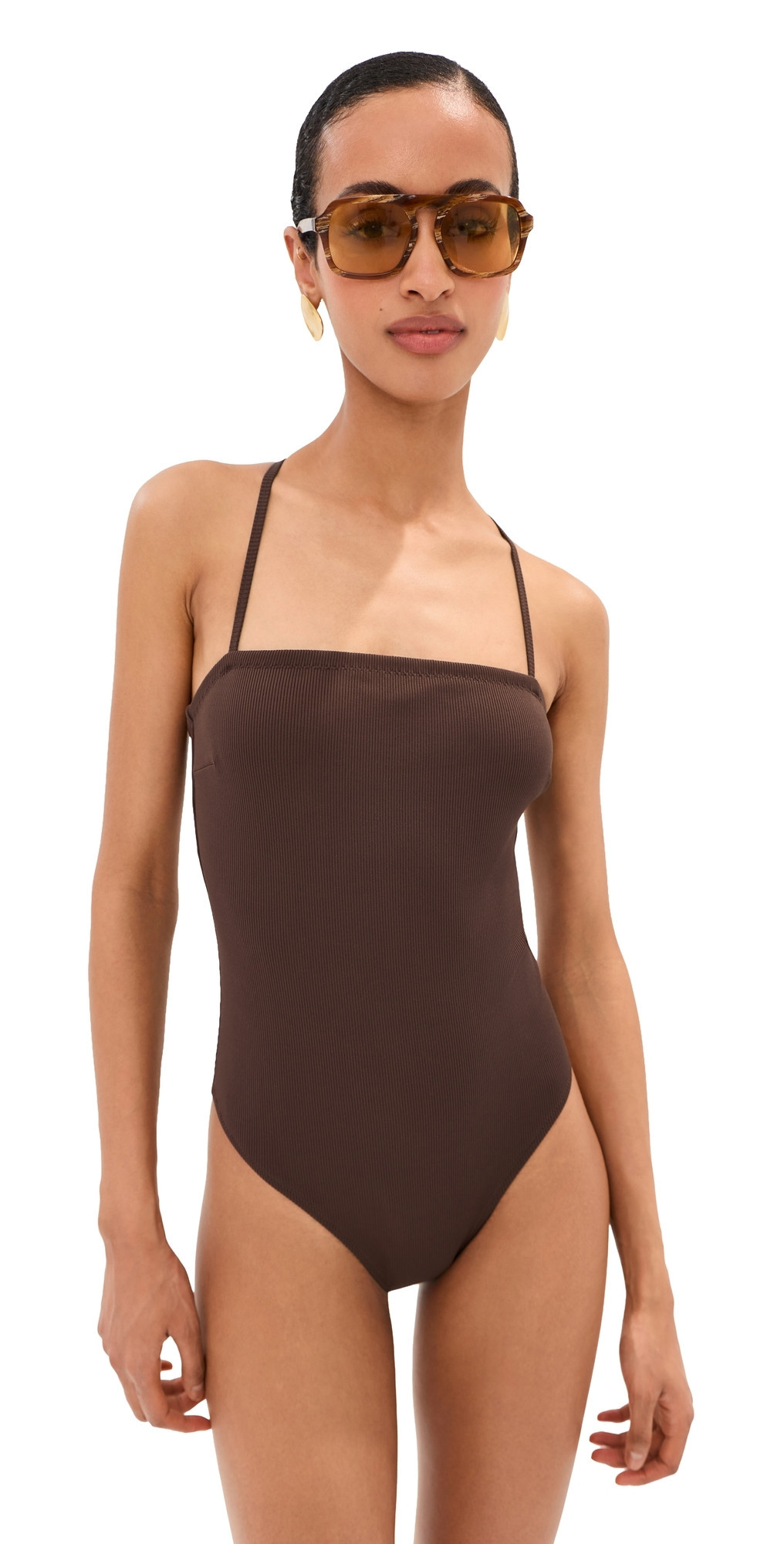 LE BOP Square Neck One Piece Shaved Chocolate S | Shopbop