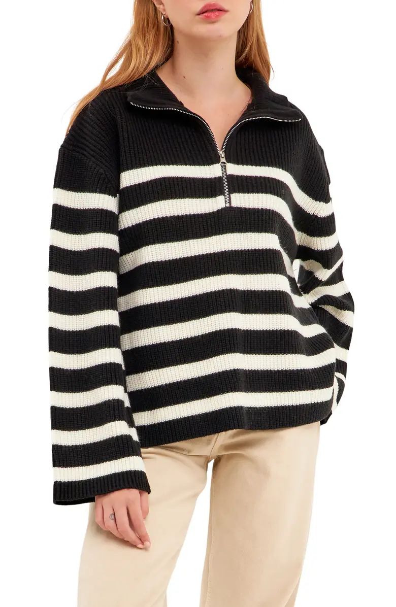 English Factory Stripe Half-Zip Sweater | Nordstrom | Nordstrom