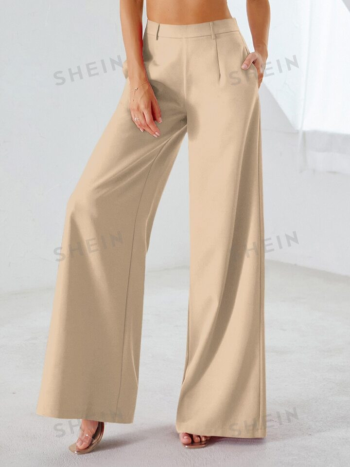 Double Crazy Zip Back Wide Leg Pants | SHEIN
