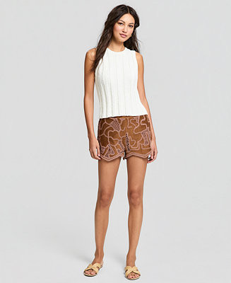 And Now This Women's Faux-Suede Crocheted Shorts, Macy's Exclusive - Macy's | Macy's