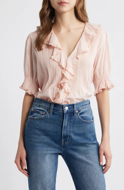 DÔEN Henri Organic Cotton Voile Top in Blush at Nordstrom, Size Small | Nordstrom