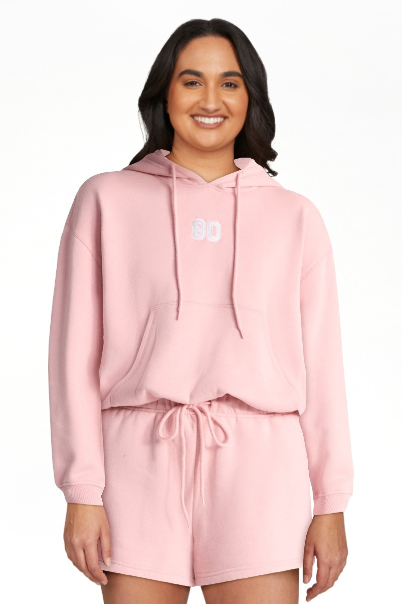 No Boundaries Bubble-Hem Hoodie and Drawstring Shorts Set, 2-Piece, Women’s | Walmart (US)