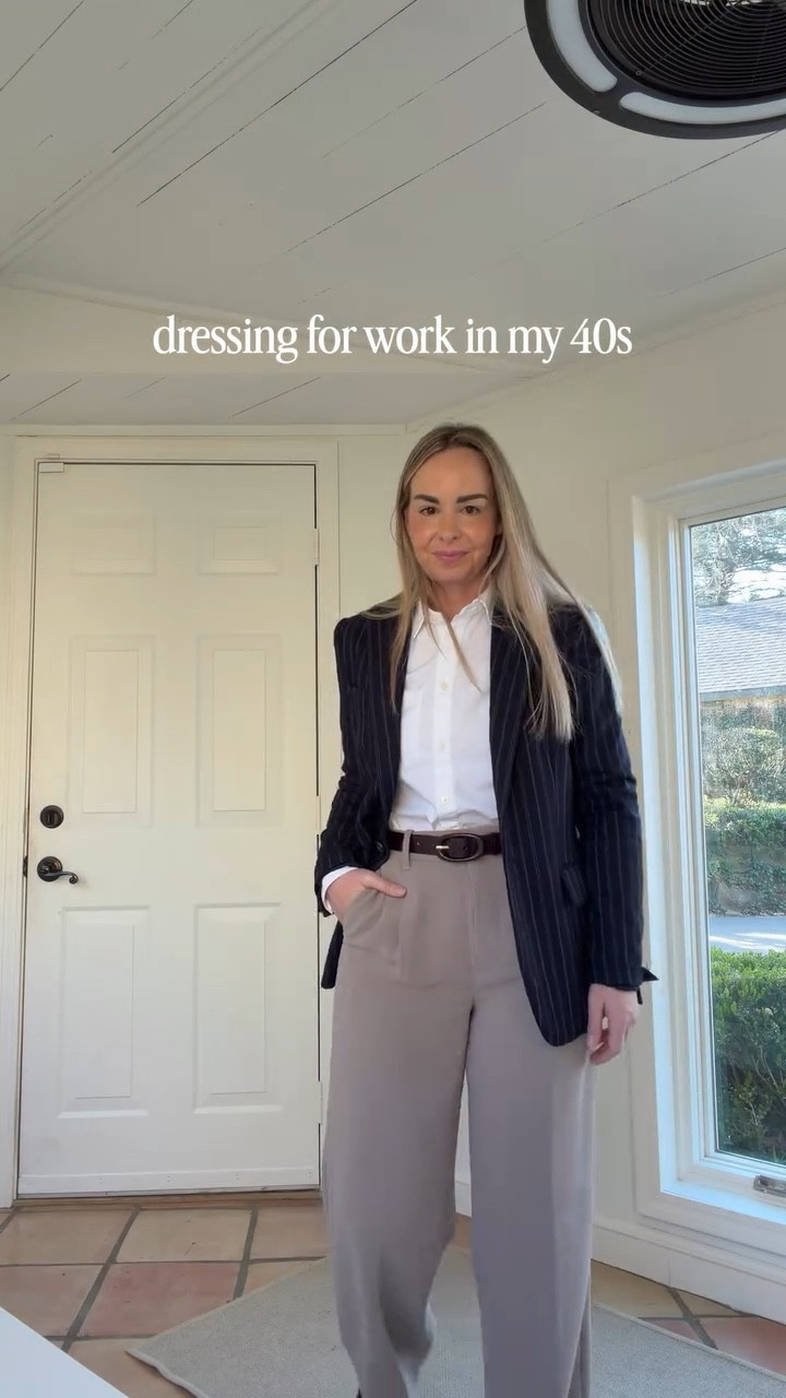 Classic office outfit - pinstripe blazer, khaki pants, crisp white button up: an outfit worth repeating ✨

#over40fashion #corporatefashion #ootdshare

#LTKWorkwear #LTKPetite #LTKootd
