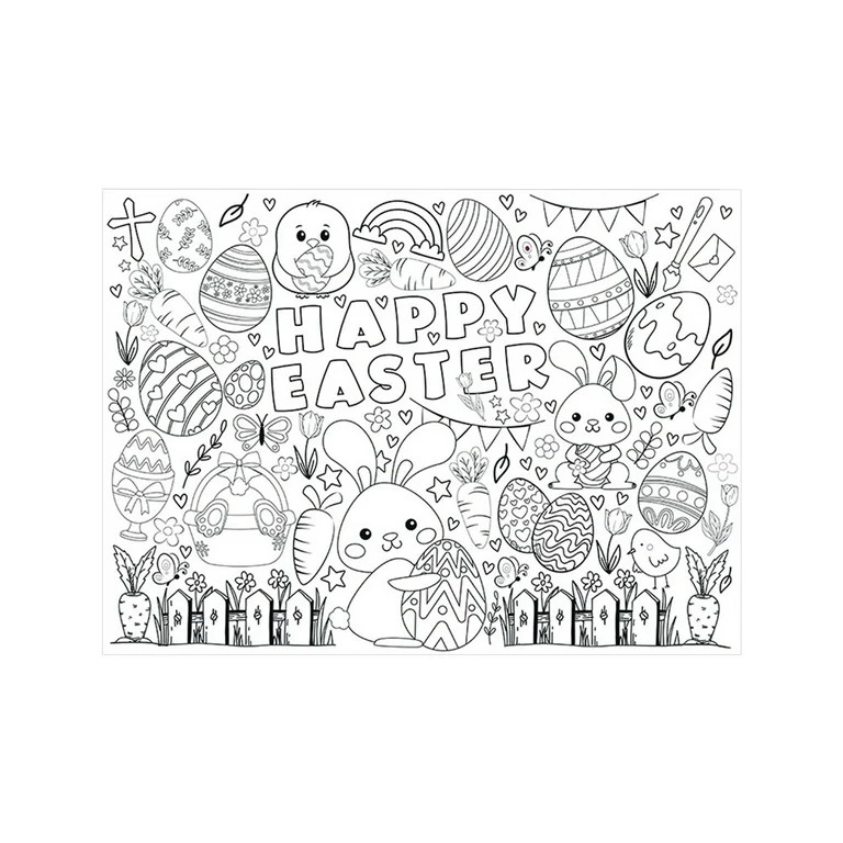 Easter Coloring Poster for Kids – Disposable Paper Tablecloth (31.5 x 43.3 in), Fun Holiday Act... | Walmart (US)