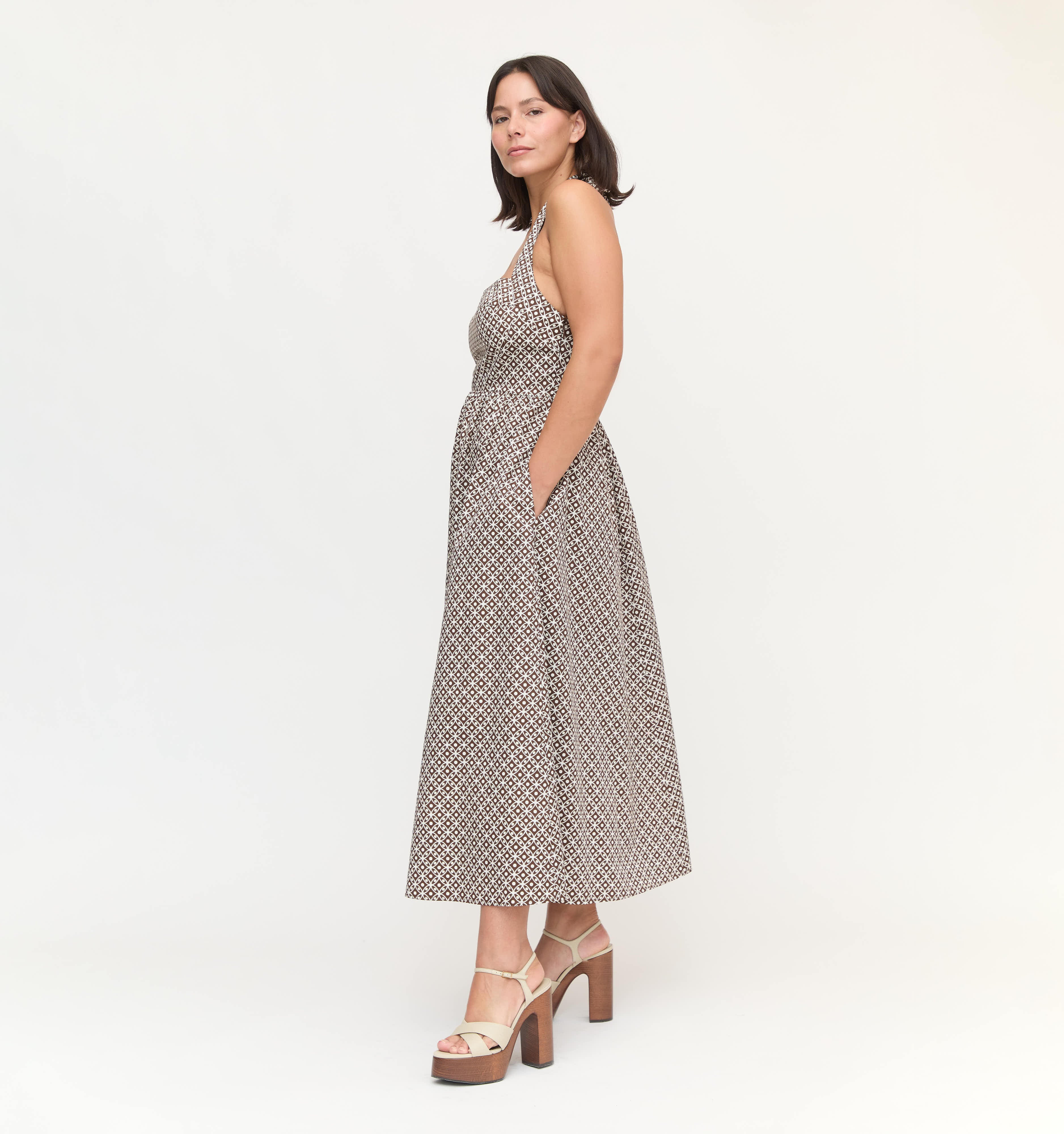 The Fleur Midi Dress - Chocolate Circular Lattice | Hill House Home US