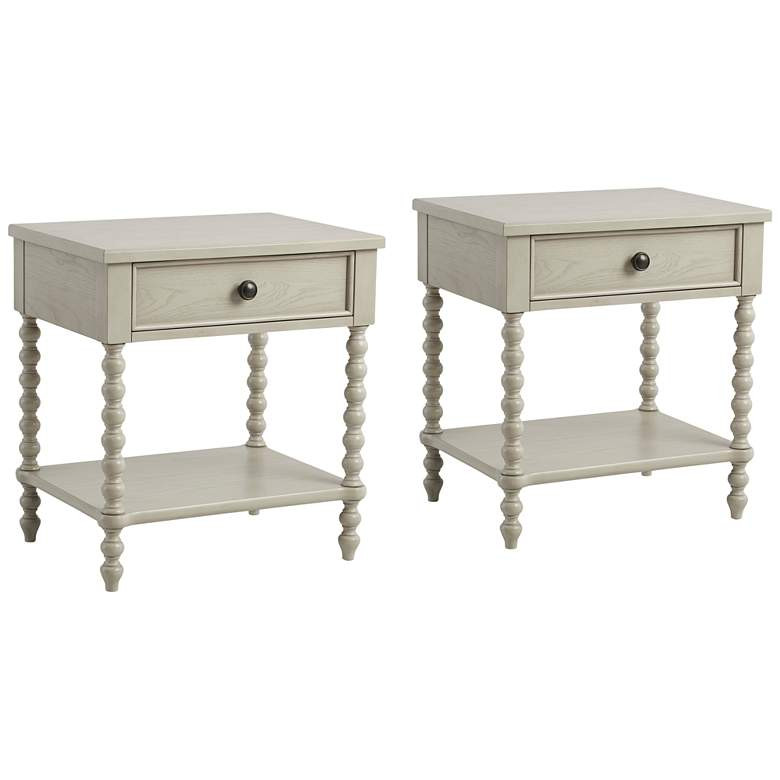 Beckett 24" Wide Traditional Antique Cream Wood Nightstands Set of 2 | Lamps Plus