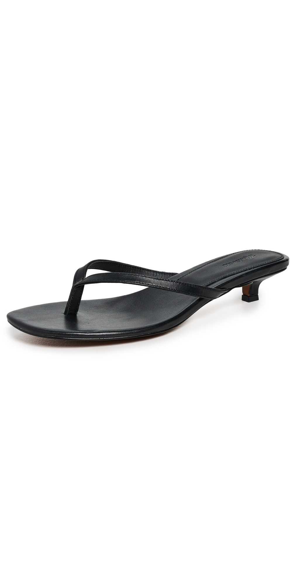 Madewell The Chiara Kitten Heel Thong Sandal in Leather True Black 11 | Shopbop