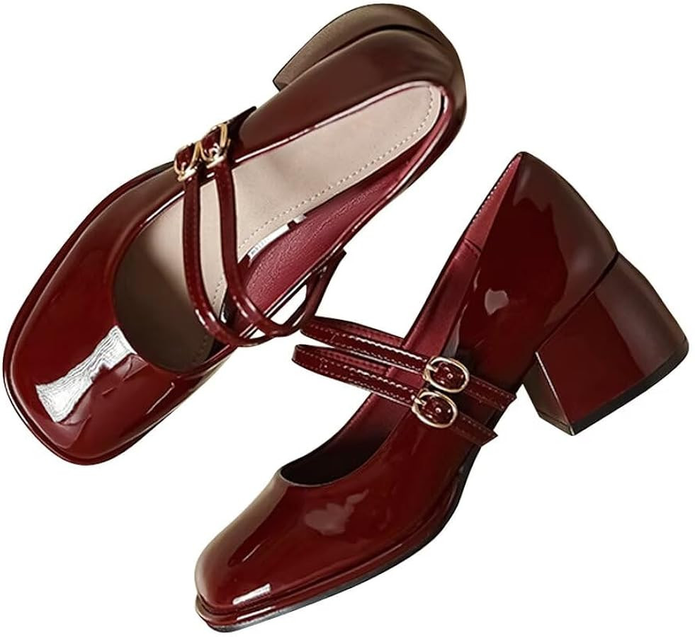 Stunner Women's Chunky Low Block Heel Dress Shoes Mary Janes Heels for Women Comfortable Closed T... | Amazon (US)