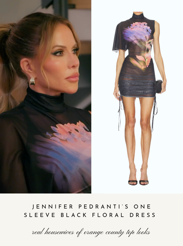Jennifer Pedranti's One Sleeve Black Floral Dress 

 