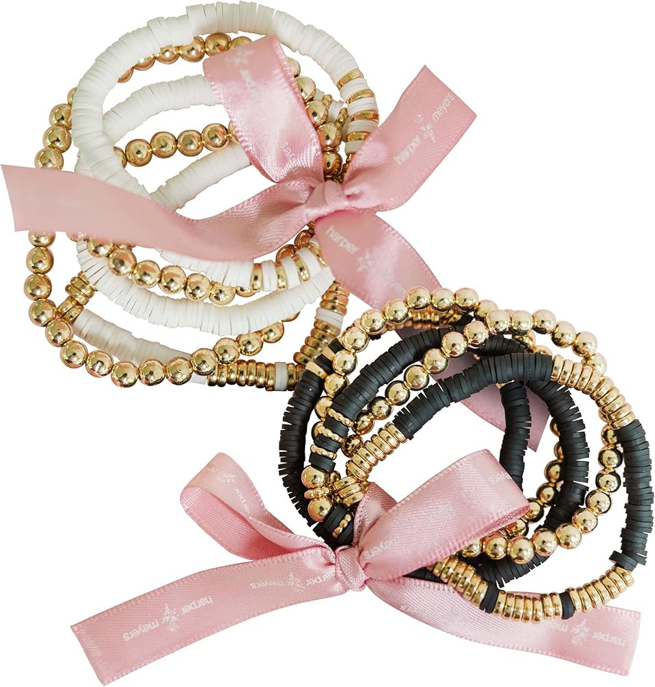 Harper Meyers Beaded Bracelet Bundle Set – Elegant Stackable Beaded Bracelets for Women – Com... | Amazon (US)