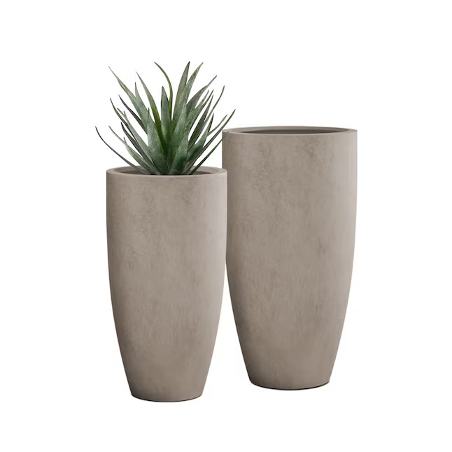 PLANTARA 2 -Pack Rectangle 31.4-Inches W Extra Large Brown Concrete Contemporary/Modern Indoor/Ou... | Lowe's