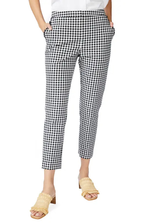 Court & Rowe Slim Leg Stretch Gingham Pants in Rich Black at Nordstrom, Size 00 | Nordstrom