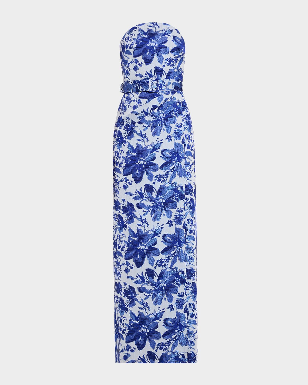 Strapless Metallic Floral Jacquard Column Gown | Neiman Marcus