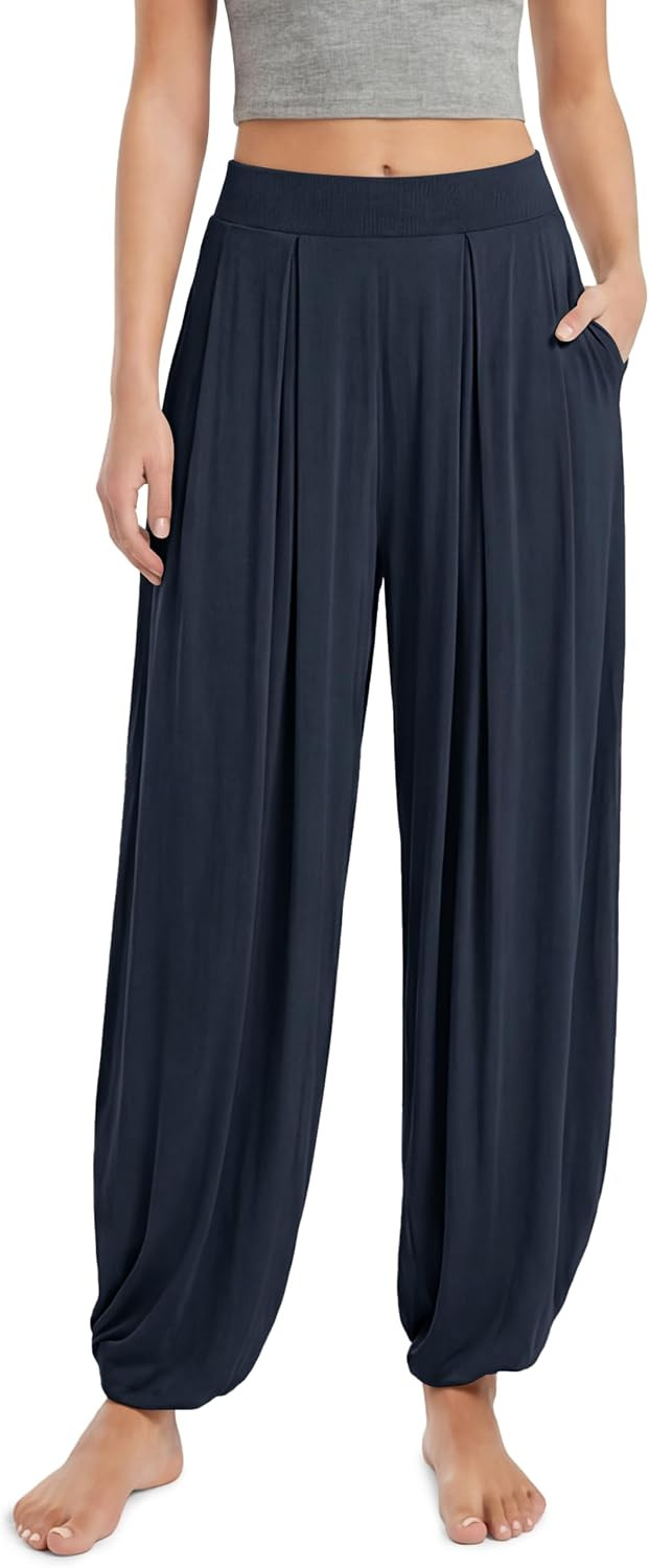 ODODOS Women's Wide Leg Pants with Pockets Lightweight Loose Draped Casual Palazzo Lounge Pajama Harem Pants | Amazon (US)
