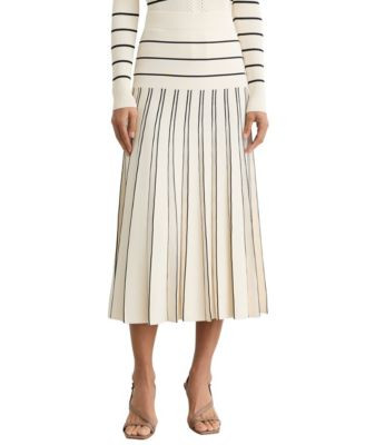Women's Knitted Stripe Pleated Midi Skirt | Macy's