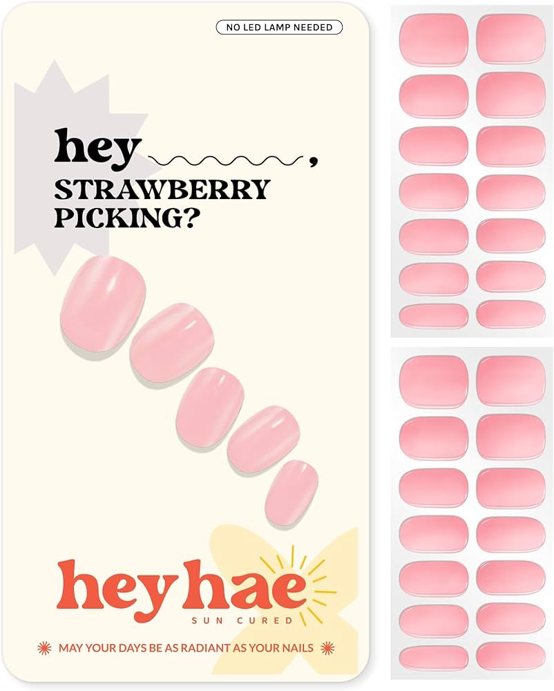 Heyhae Semi Cured Gel Nail Strips | No LED Lamp Needed | Solid, Pink, Spring | Easy Apply & Remov... | Amazon (US)