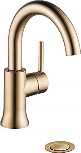 Delta Faucet Trinsic Single Hole Bathroom Faucet, Gold Bathroom Faucet, Single Handle, Diamond Seal  | Amazon (US)