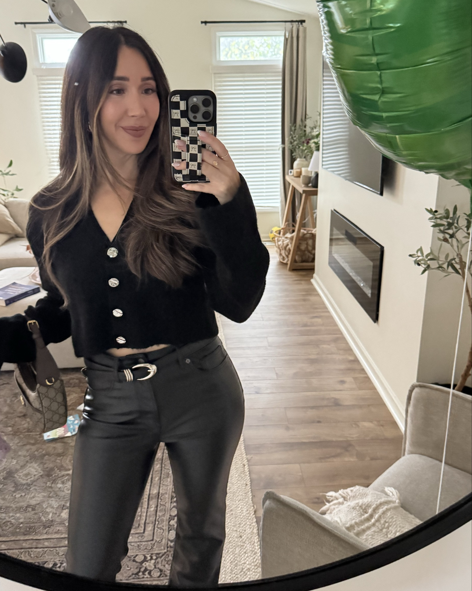 Faux leather pants. Vegan leather pants. Cropped sweater. Black clothes. Black belt. Silver. Cardigan. 

#LTKSaleAlert #LTKFindsUnder100 #LTKStyleTip