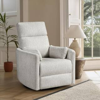 Beane Beige Microfiber Manual Swivel Glider Recliner | The Home Depot