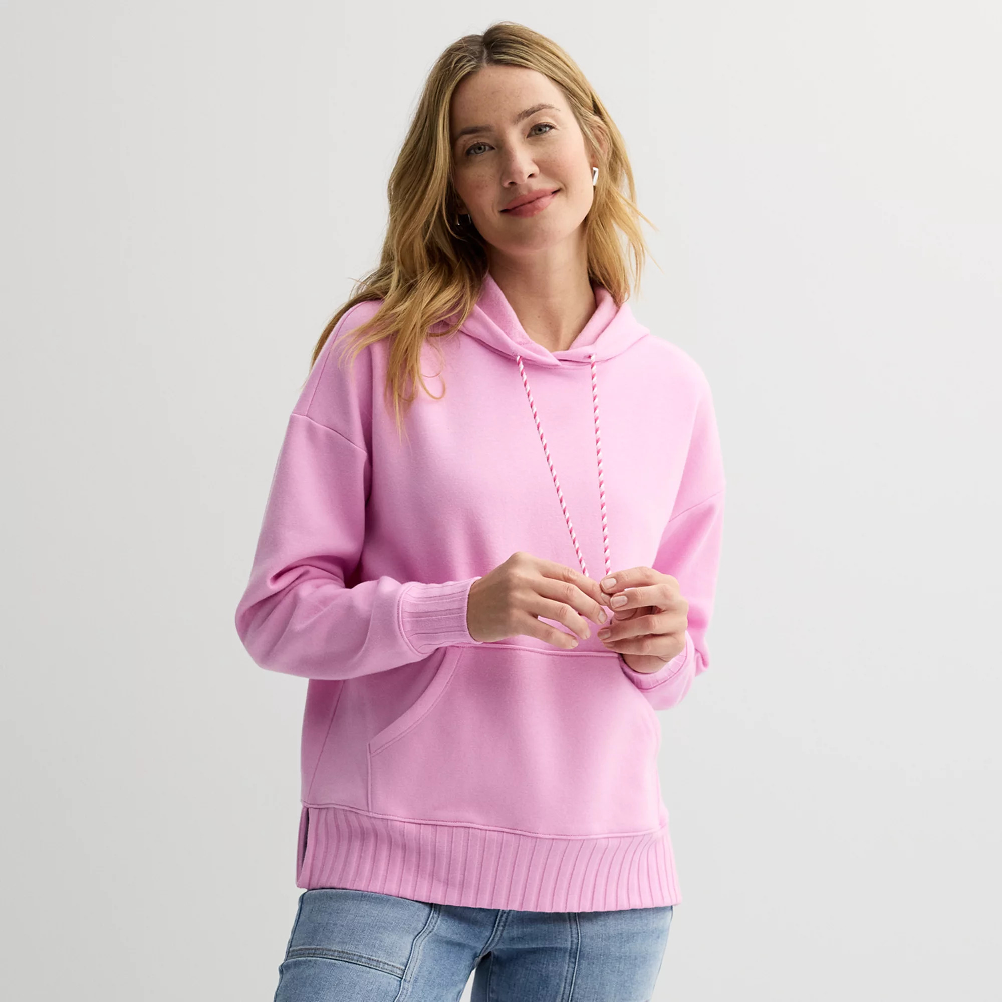 Women's Sonoma Goods For Life® Mixed Rib Fleece Hoodie | Kohl's