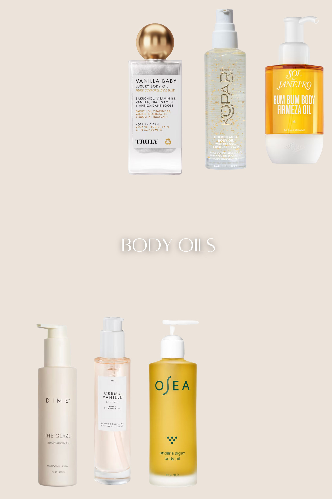 Hydrating body oils, that leave my skin so soft.  

 #LTKMostLoved #LTKGiftGuide #LTKBeauty