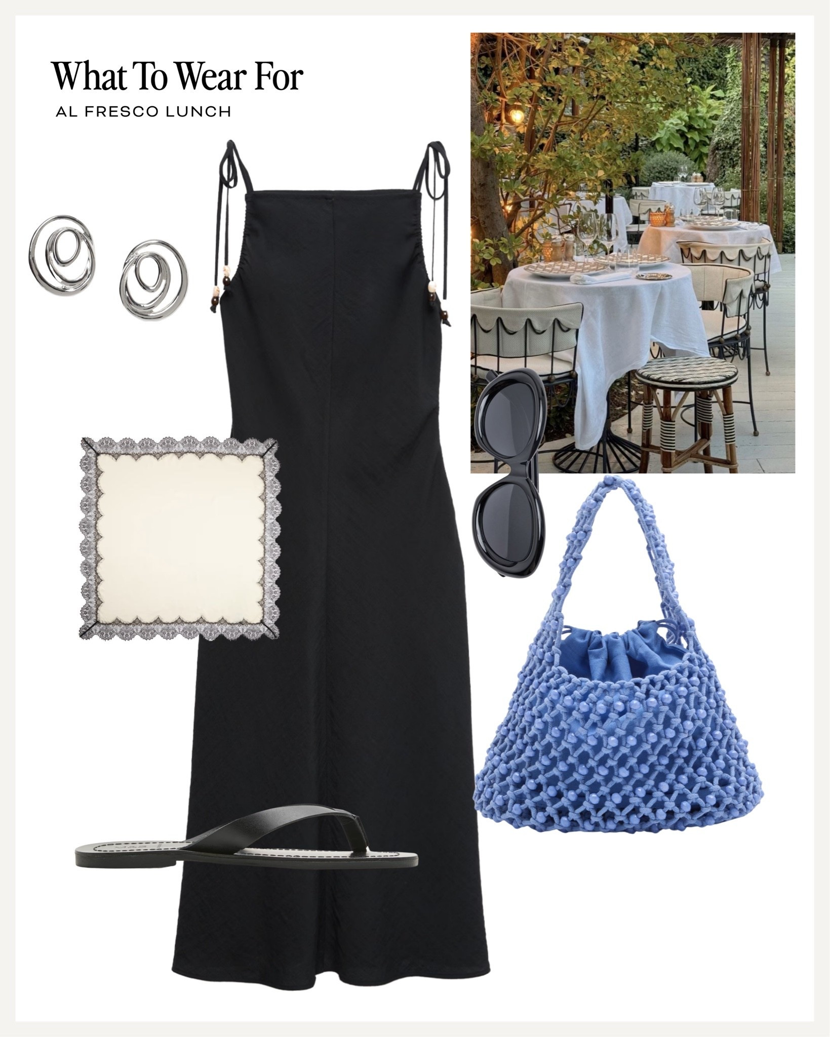 Al Fresco lunch 🍝 

Summer, marks and Spencer black dress, black bag, lace scarf, sandals

#LTKsummer