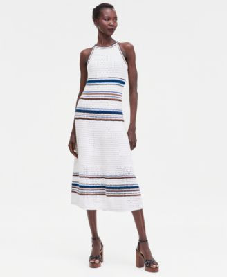 Women's Sleeveless Crochet Stripe Sweater Dress | Macy's